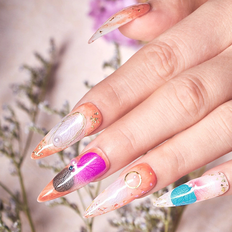 6 Mix Dried Flowers Nail Decorations Dry Flower Natural Floral Leaf Stickers 3D Nail Art Designs