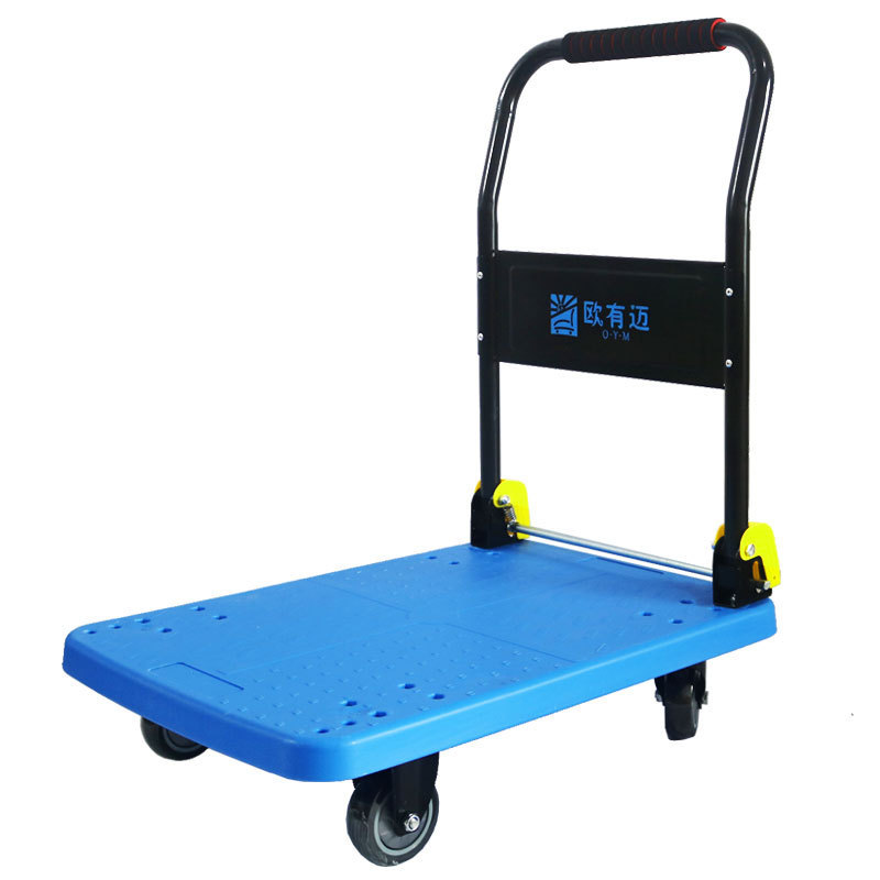 200kg Plastic flatbed trolley warehouse material carriers silent trolleys hand truck trolley heavy duty