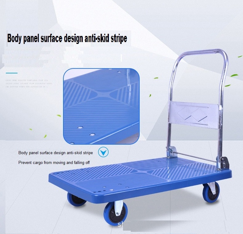 Folding design plastic bottom platform hand truck transport trolley loading 660LB hand cart