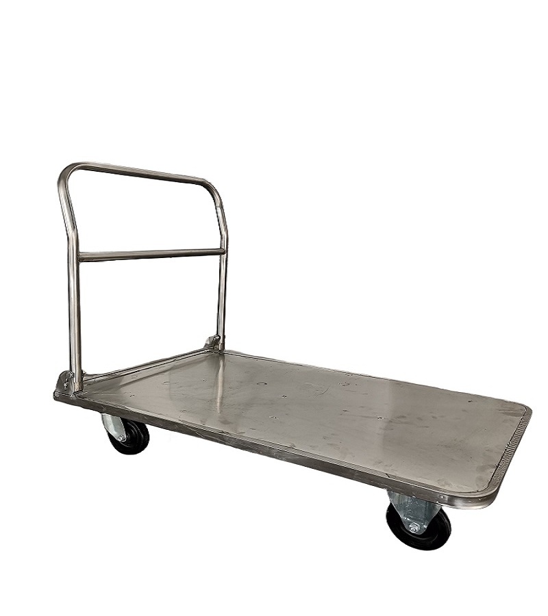 304 stainless steel platform trolley Food factory uses stainless steel trolley with a load of 300kg Stainless Steel Hand Truck