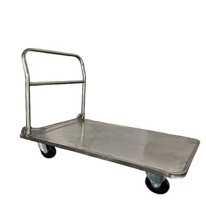 304 stainless steel platform trolley Food factory uses stainless steel trolley with a load of 300kg Stainless Steel Hand Truck