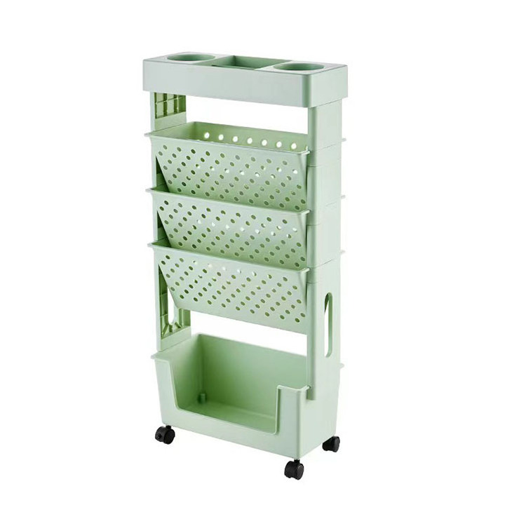 Movable floor storage rack Plastic Rotating Detachable storage bookshelf  5layer stationery organizing rack