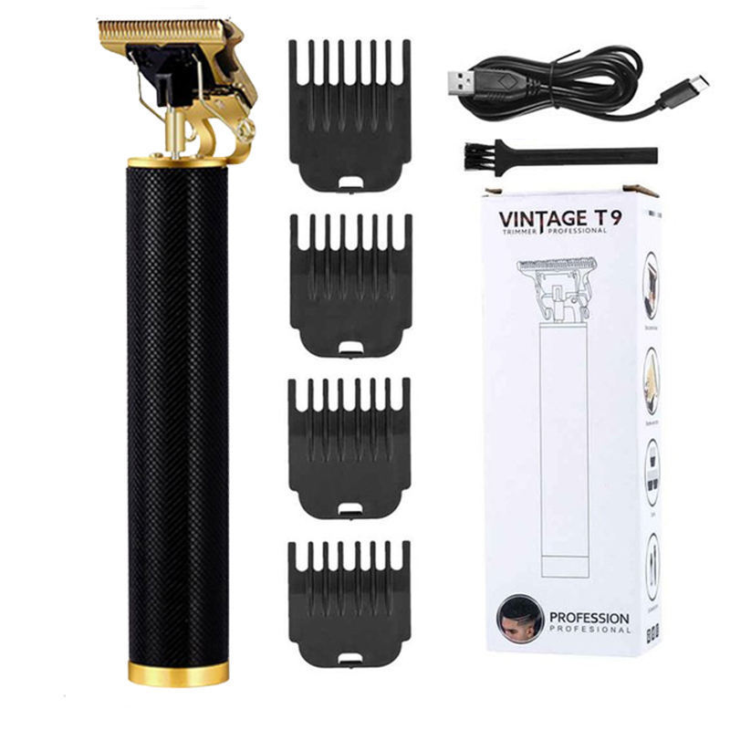 Oem Retro Vintage T9 Hair Clippers Barber Engraved Rechargeable Hair Trimmer Professional