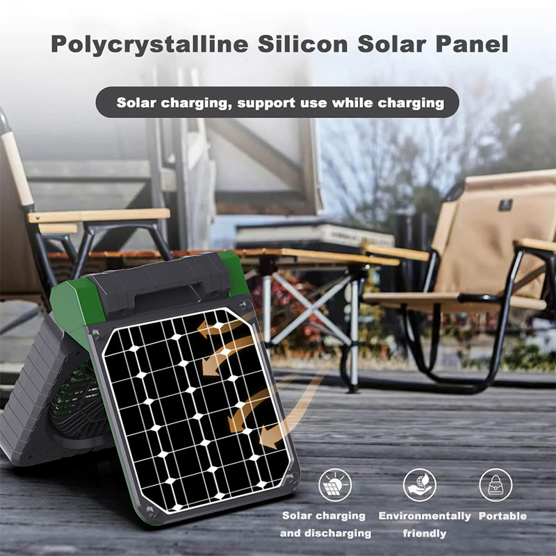 New Upgrade Rechargeable Outdoor Camping Fan Multifunction Mini Foldable Desk Table Solar Electric Fan With Solar Panel