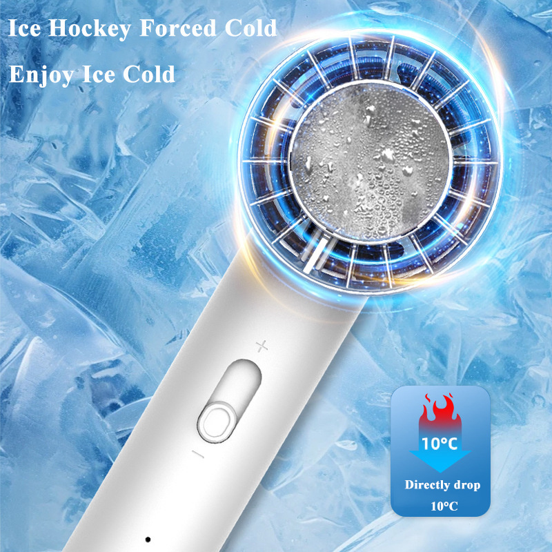 2024 New Trendy Portable Cold Compress Ice Cooling Fan Mini Handheld Refrigerating Pad Air Cooler Fan