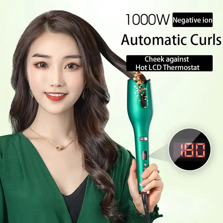 Ceramic Hair Curling Iron Wand 17 Gears 360 Degree Rotating Lcd Anions Automatic Hair Curler