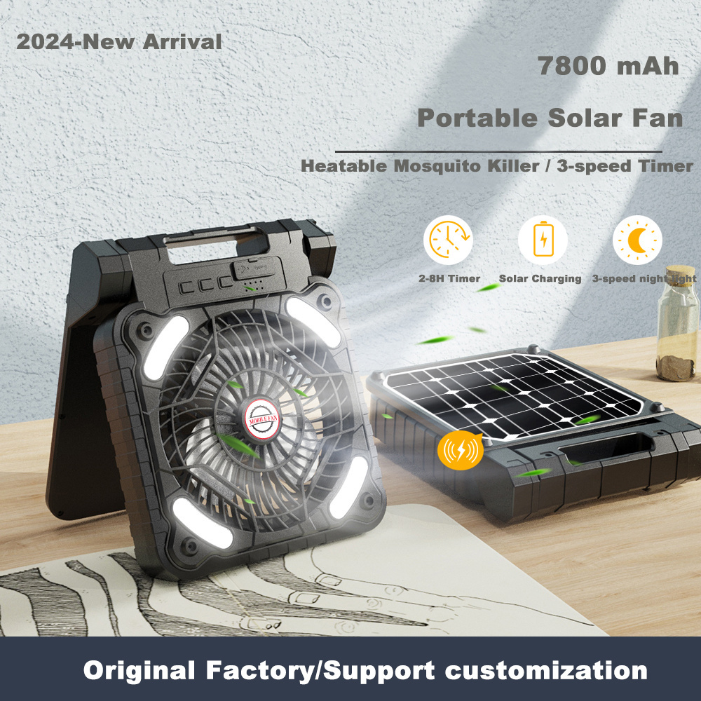 Multifunctional Wireless Led Solar Power Fan Usb Outdoor Camping Fan Rechargeable With Light