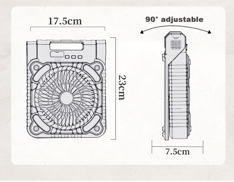 New Upgrade Rechargeable Outdoor Camping Fan Multifunction Mini Foldable Desk Table Solar Electric Fan With Solar Panel