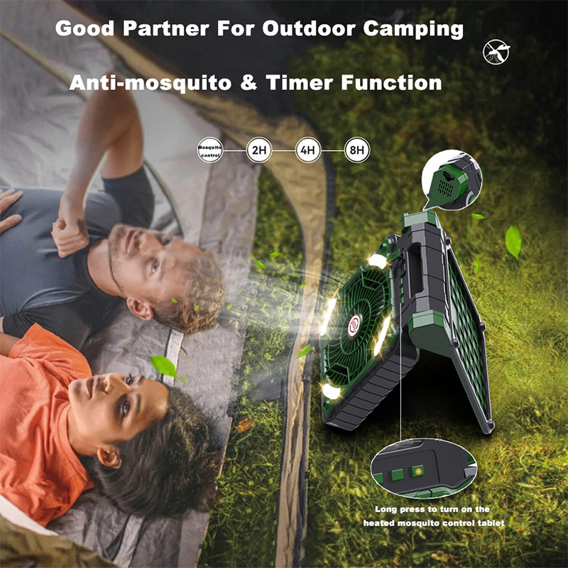 Multifunctional Wireless Led Solar Power Fan Usb Outdoor Camping Fan Rechargeable With Light