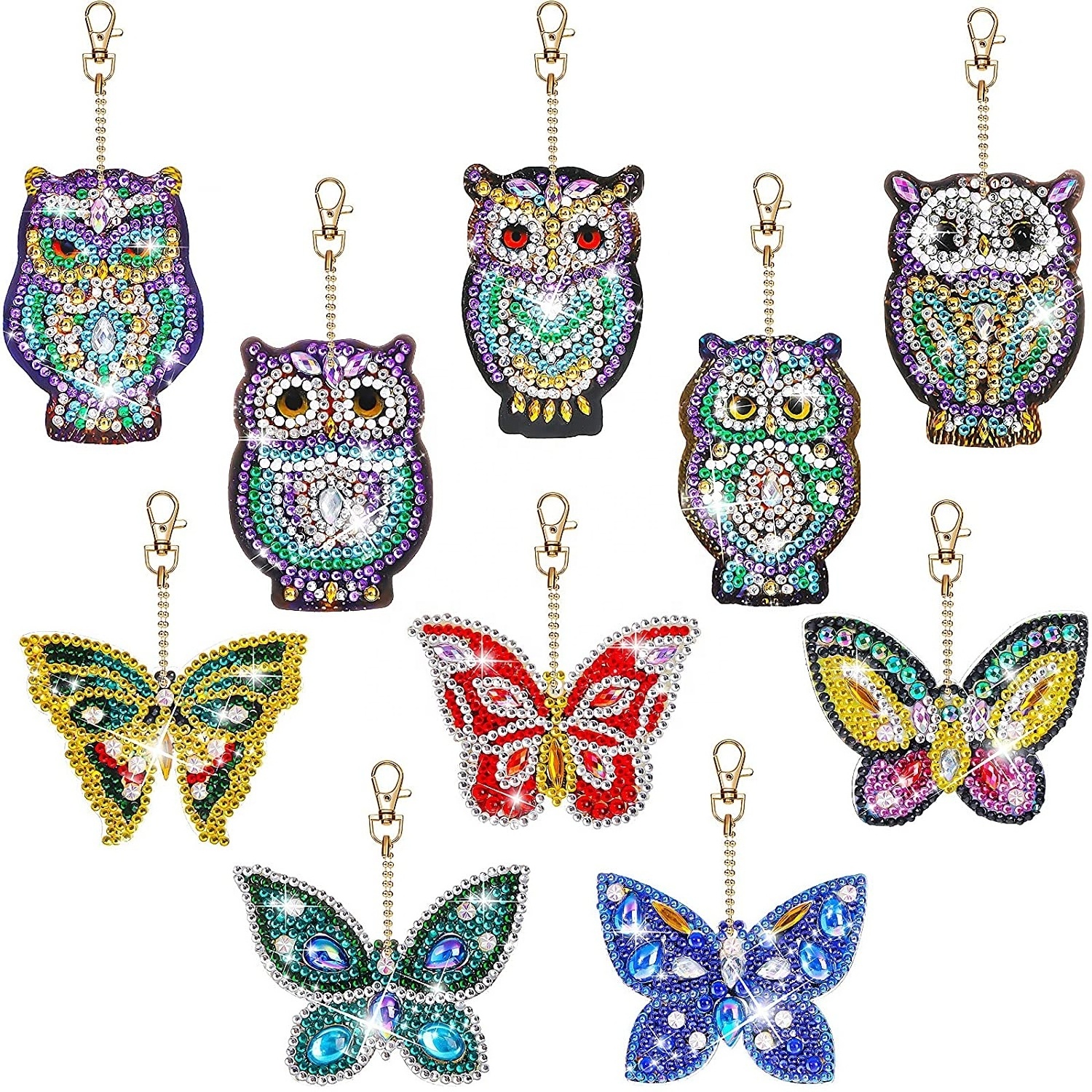 yiwu diamond painting keychain 5pcs 5d crystal diamond painting keychain two butterflies diamond painting keychain butterfly