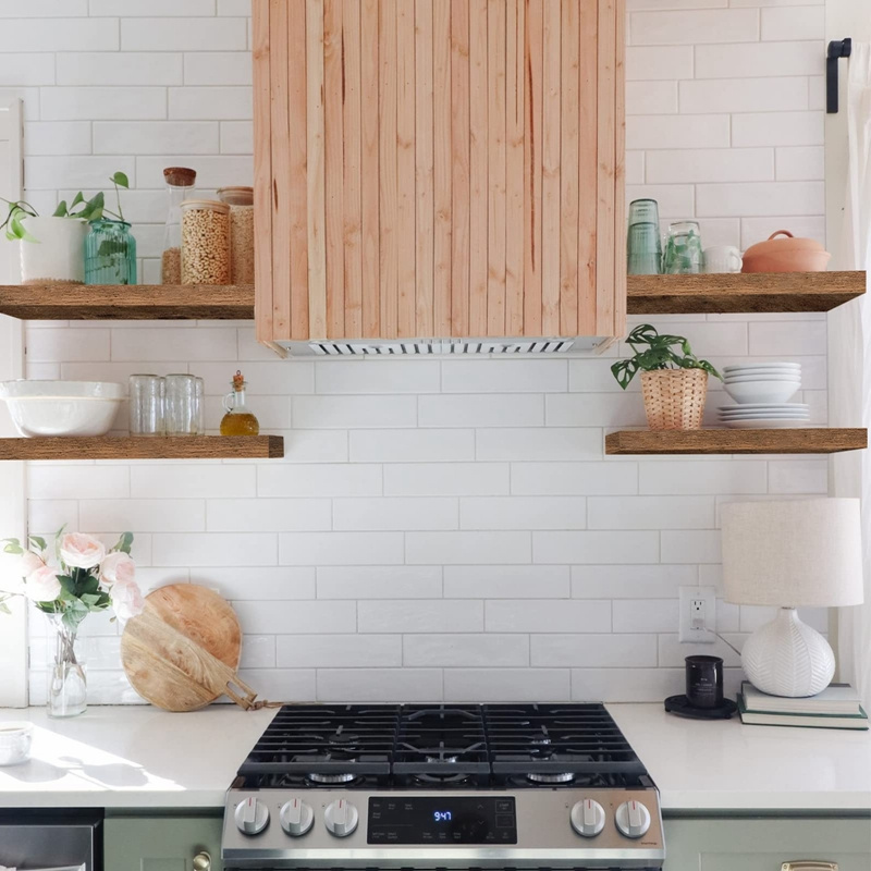 Floating Wall Shelf MDF I Shape Rustic Brown Display Storage Wall Mounted Bookshelf Wooden Floating Shelves