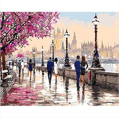 Modern City custom  diy oil painting by numbers kit  Acrylic painting by number Wall Art Picture For Home Decor