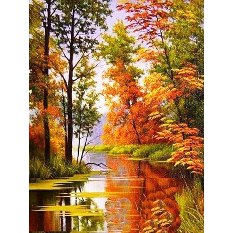 Paintings and Wall Arts Good Price Huacan 5d Diamond Art Painting Kits Moon Landscape Wholesale Mosaic Full Lake Night Modern