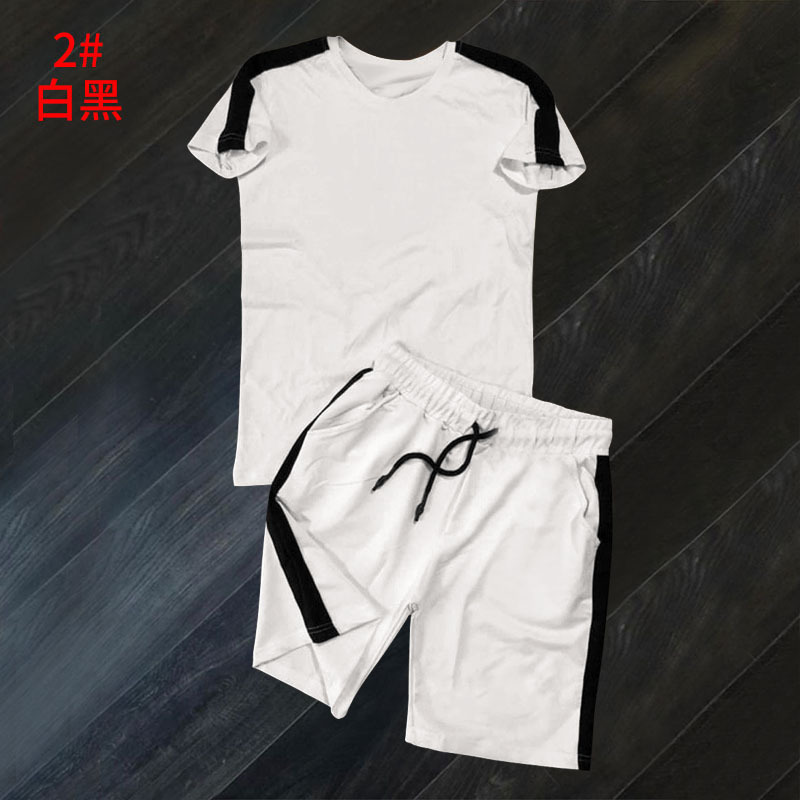 Summer Men Two Piece Sets Custom logo Workout Tracksuit Gym Wear Sets Short Sleeve Shorts Set Bodybuilding Jogging Tracksuits