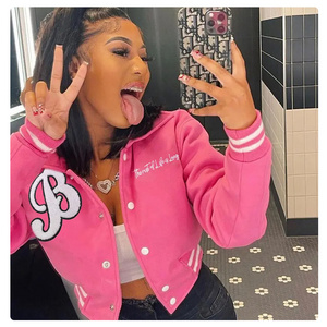 Spring printed long sleeve baseball jacket feminine Sexy casual short top varsity jacket women 2023