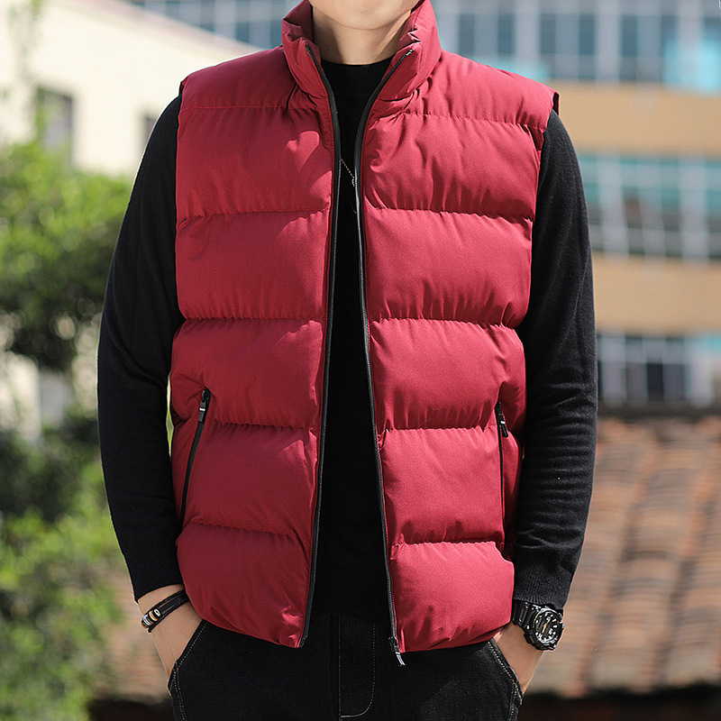 Custom logo Men's thickened soft vest Outdoor sports warm stand collar zipper pocket Winter jacket men's vest