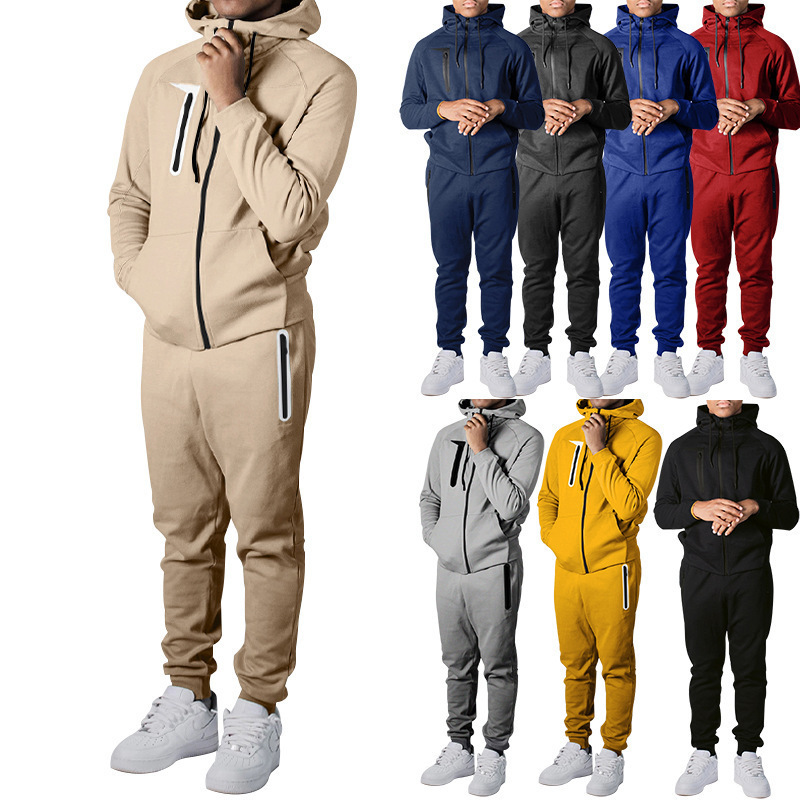 Private Sweatsuit Dropshipping Custom Logo Polyester Long Sleeve Zip Up Hoodie Pants 2 Piece Set Jogging Suit Mens Track Suits BestSuppliers