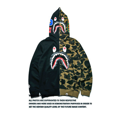 Wholesale Shark Brand Camouflage Unisex Coat Full Zip Up Bathing ape Hoodies for men women's Oversize Pullover Hoodie