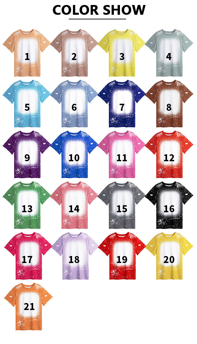 Wholesale Blue Pink Bleached Halloween Cotton Feeling T-Shirt Sublimation Boys Custom Printing T Shirt for Men and Kids