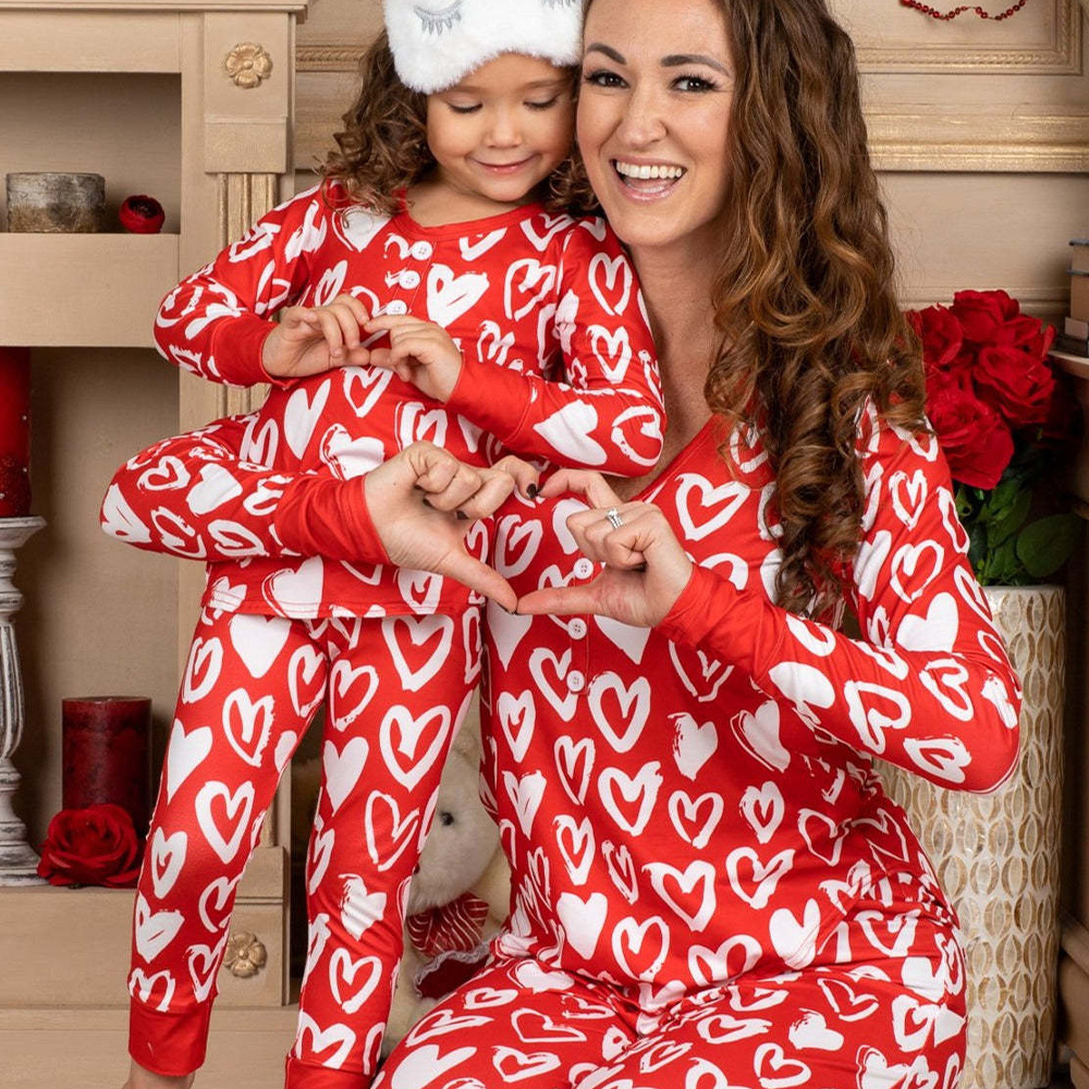 wholesale Casual Home matching family kids loungewear valentine's day pajamas sets suits