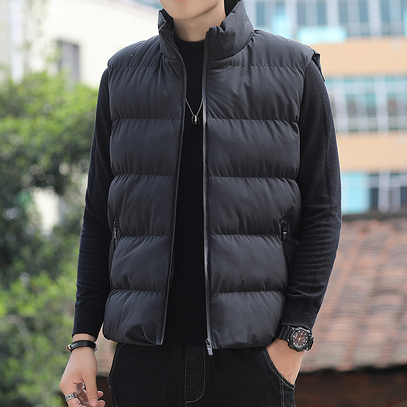 Custom logo Men's thickened soft vest Outdoor sports warm stand collar zipper pocket Winter jacket men's vest