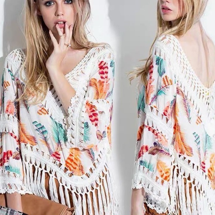 New Arrival Boheme Women Kimono Bikini Summer Tassel Sexy Swimwear Cover Up Beach Dress