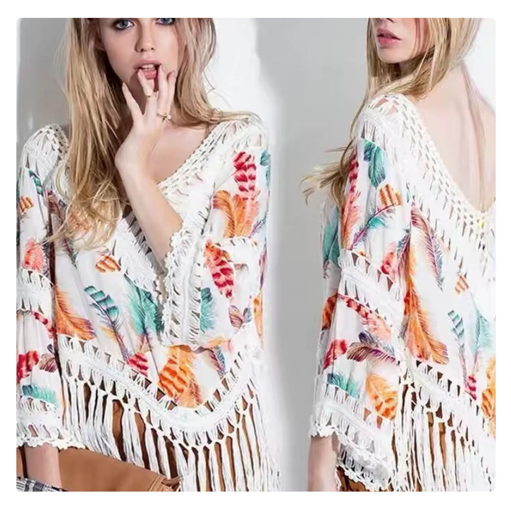 New Arrival Boheme Women Kimono Bikini Summer Tassel Sexy Swimwear Cover Up Beach Dress