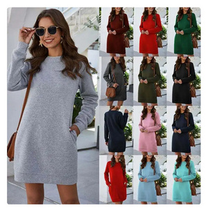 Wholesale hoodie dress for women plus size  midi length dress women long sleeve dresses