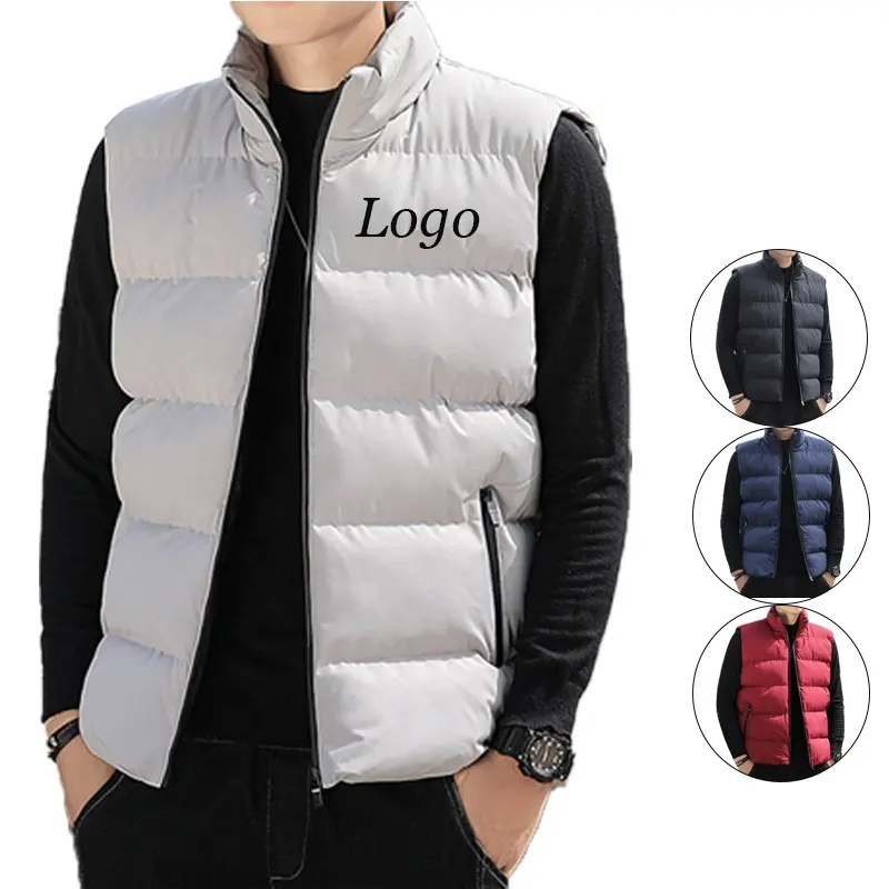 Custom logo Men's thickened soft vest Outdoor sports warm stand collar zipper pocket Winter jacket men's vest