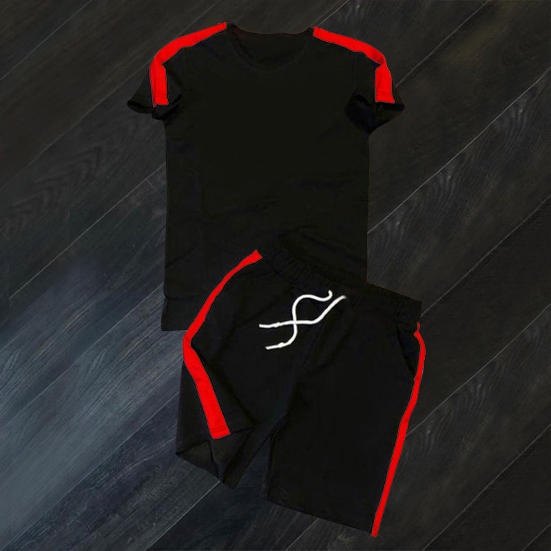 Summer Men Two Piece Sets Custom logo Workout Tracksuit Gym Wear Sets Short Sleeve Shorts Set Bodybuilding Jogging Tracksuits