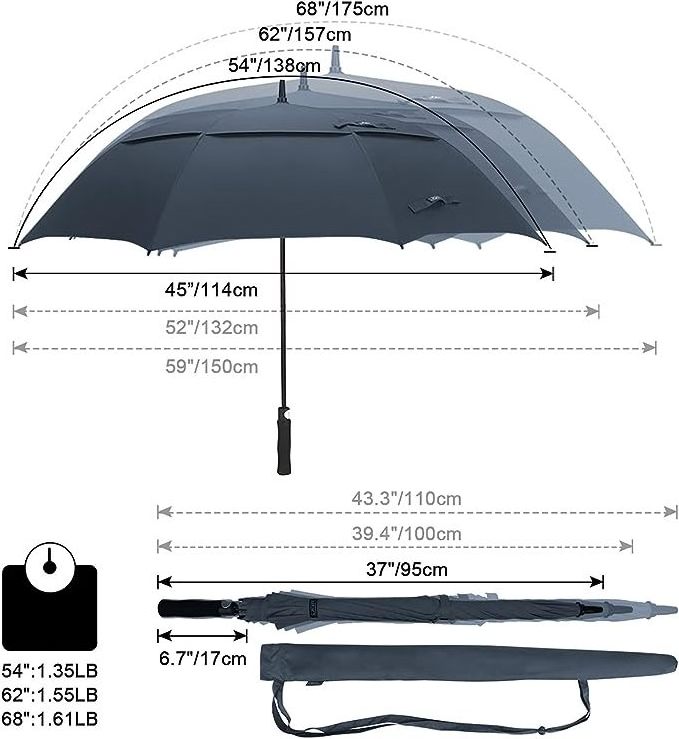 best Umbrella Wholesale Custom Logo big Double Canopy Vented Windproof Umbrella Automatic Open Straight Golf Umbrella with logo