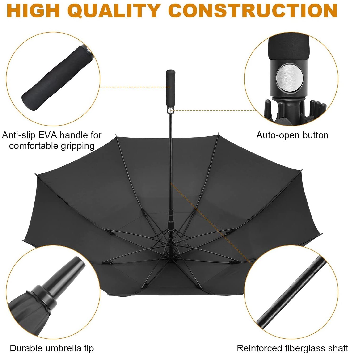 Umbrella Manufacturer plant Wholesale High Quality windproof Double Canopy Golf Umbrella With Logo For Large Size guarda chuva