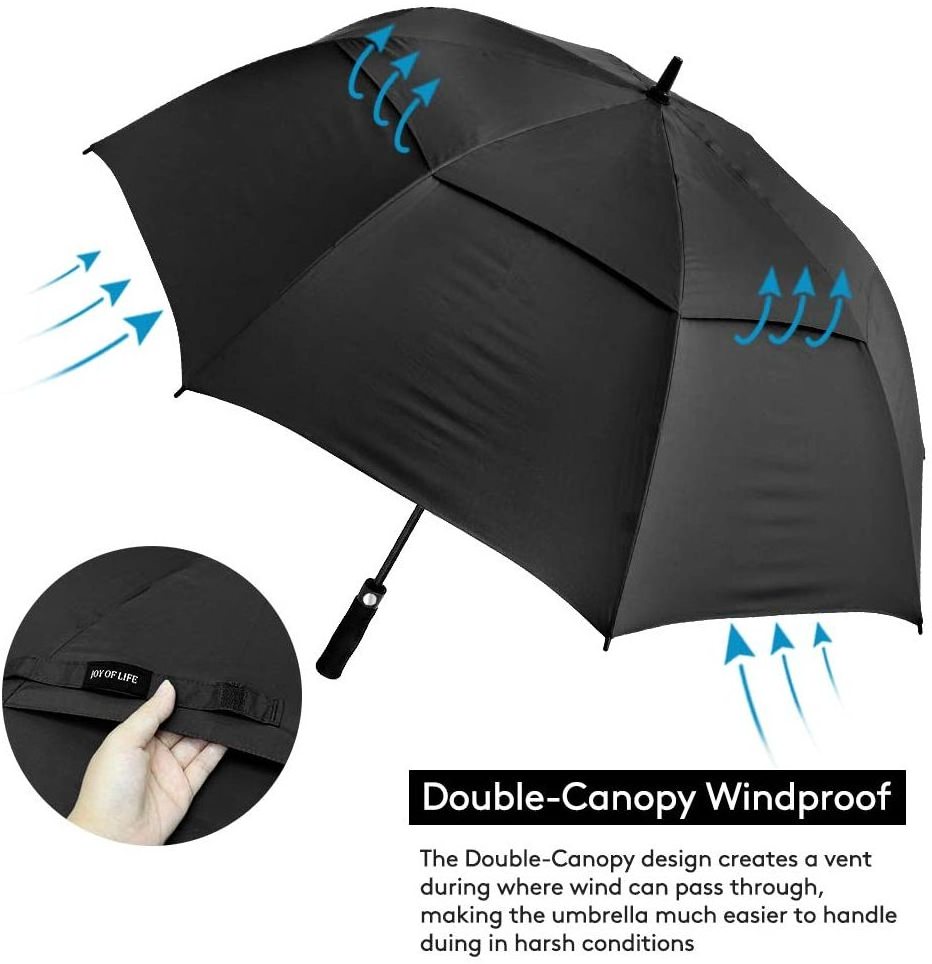 Umbrella Manufacturer plant Wholesale High Quality windproof Double Canopy Golf Umbrella With Logo For Large Size guarda chuva