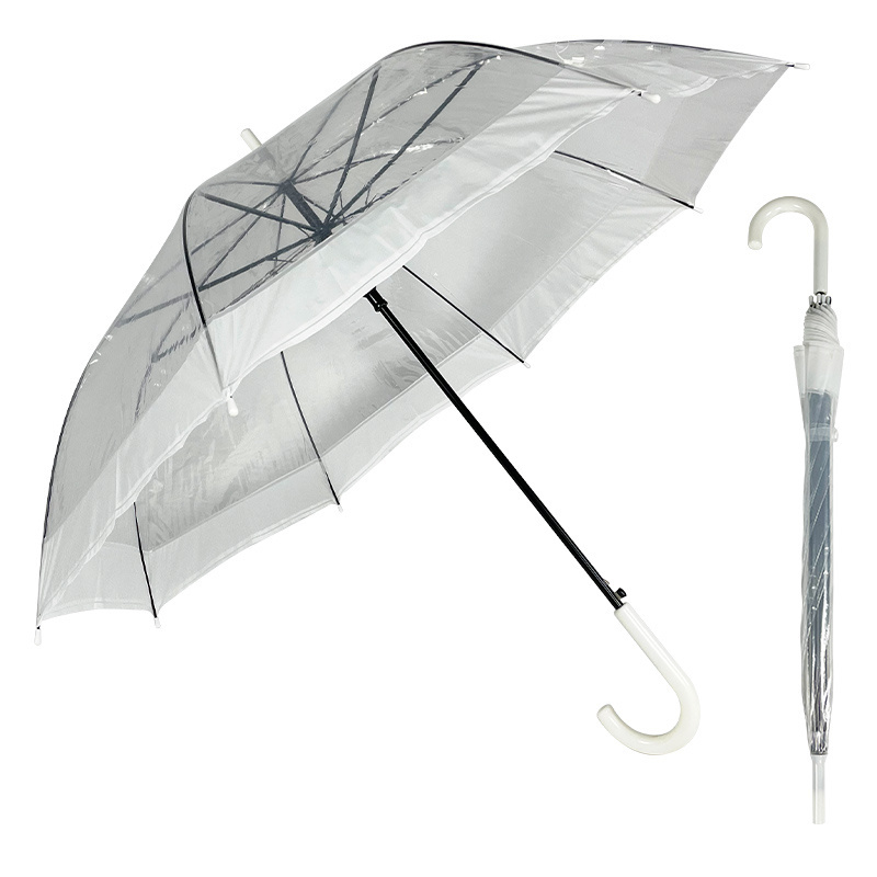 Top Umbrella Factory Wholesale High Quality POE/PVC White Handle Transparent Clear Umbrella umbrellas for the rain