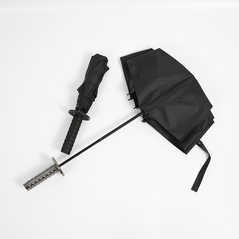 sombrillas High Quality samurai Umbrella Factory Wholesale 27 inch Black Umbrella customized Automatic katana umbrella with logo