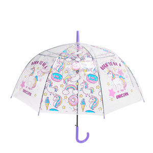 Supplier New design clear custom print design clear children windproof Kids Safety transparent umbrellas for sale