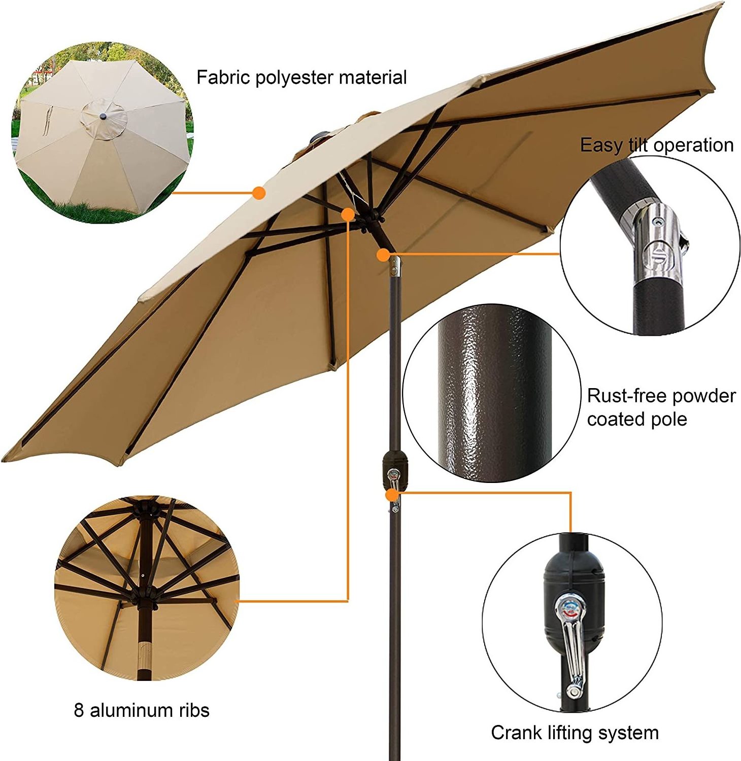 Outdoor quality garden restaurant terrace umbrella for design UV Protective Outdoor Garden Patio Hanging Sun Umbrella with logo