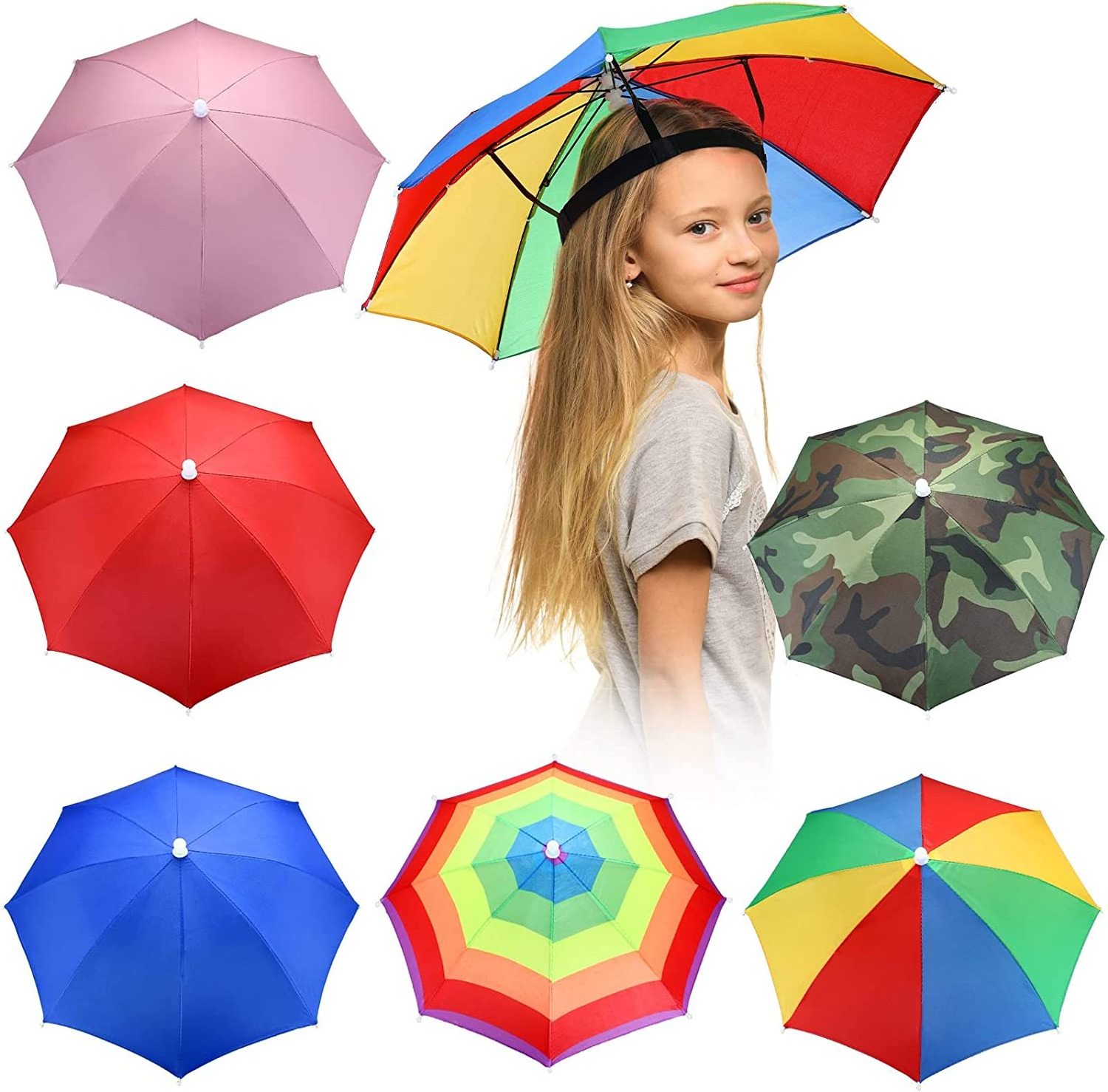 Foldable Sun Umbrella Hat Headwear Fishing Hiking Beach  Head Hats Outdoor Sports umbrella hat for sale