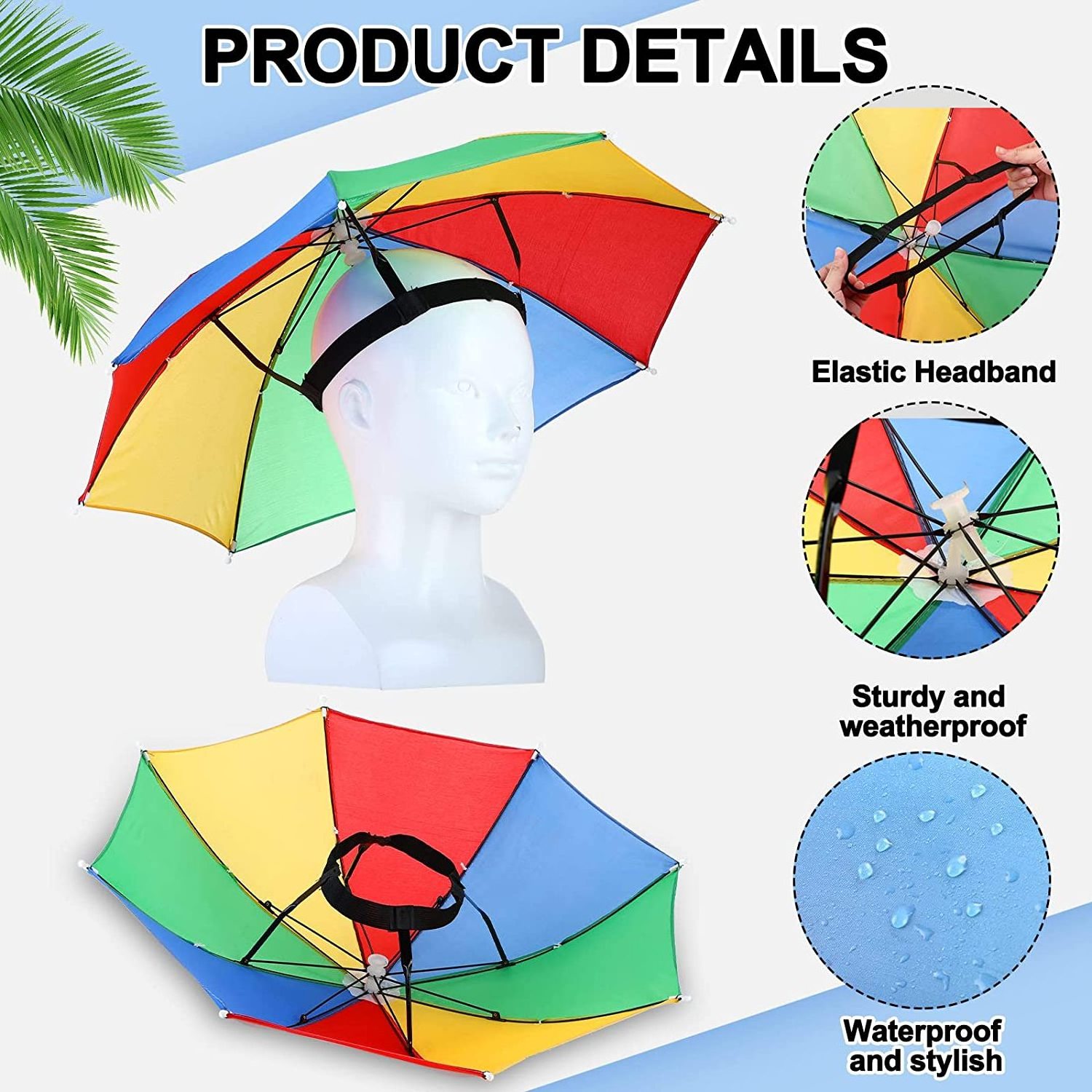 Foldable Sun Umbrella Hat Headwear Fishing Hiking Beach  Head Hats Outdoor Sports umbrella hat for sale