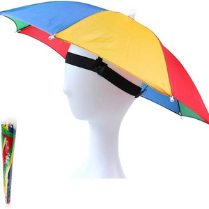 umbrella or the rain cheap Umbrella Hat Adult and Kids Folding hat For Beach Fishing Golf Party Headwear umbrella with logo