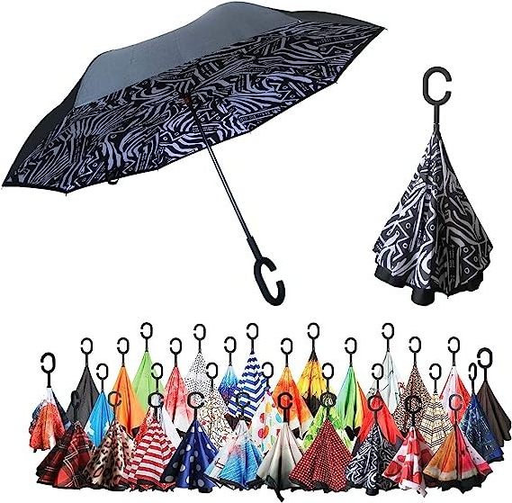 promotional Sharpty Inverted  with UV Protection Upside Down with C-Shaped Handle Windproof Reverse Umbrella for Women for