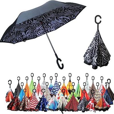 promotional Sharpty Inverted  with UV Protection Upside Down with C-Shaped Handle Windproof Reverse Umbrella for Women for