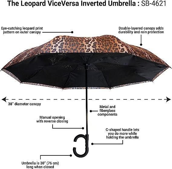 supplier Leopard Reverse Umbrella with C Handle Free Umbrella For Women Windproof Inside UV reverse umbrella with logo