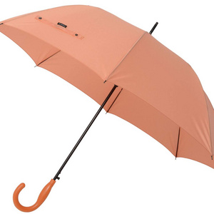 plastic j handle umbrella Orange color cheaper rain waterproof straight umbrella can do customer logo promotion uv umbrella