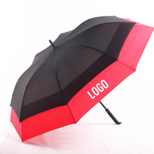 chinese Cutomization Extra Large Oversized Auto Open 190T Pongee Double Layer seat stick umbrella Golf Umbrella With Custom Logo