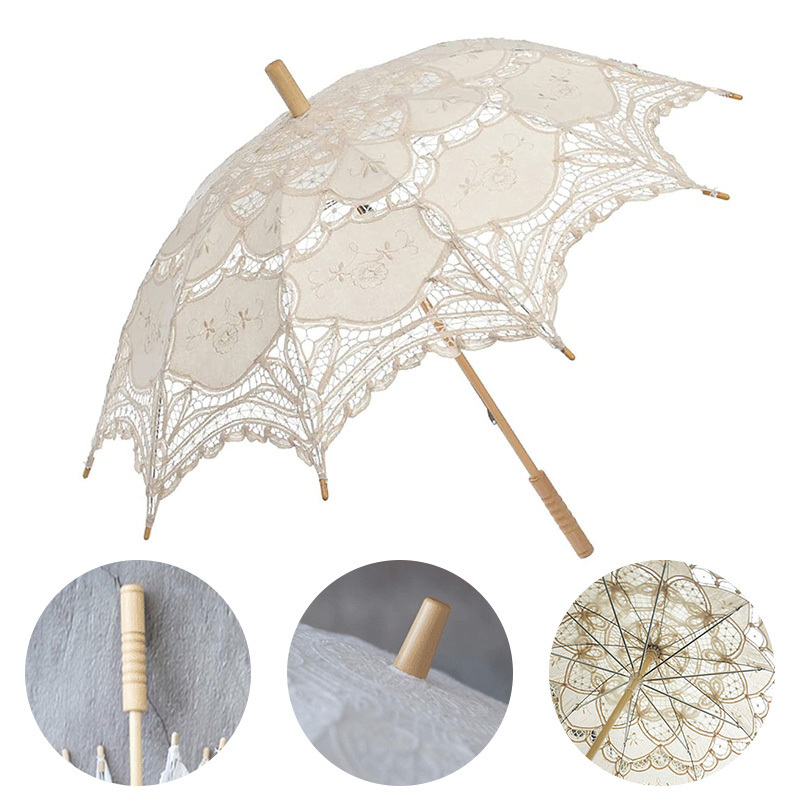 umbrella for wedding Party Gifts Baby Shower Handmade Favor Wedding Decoration Lace Umbrella white Lace Parasol Umbrellas