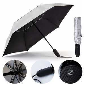 umbrella with logo UV Travel Sun Umbrella Lightweight UPF 50 Auto Open Close Compact Silver Vent Wind Resistant Travel Friendly