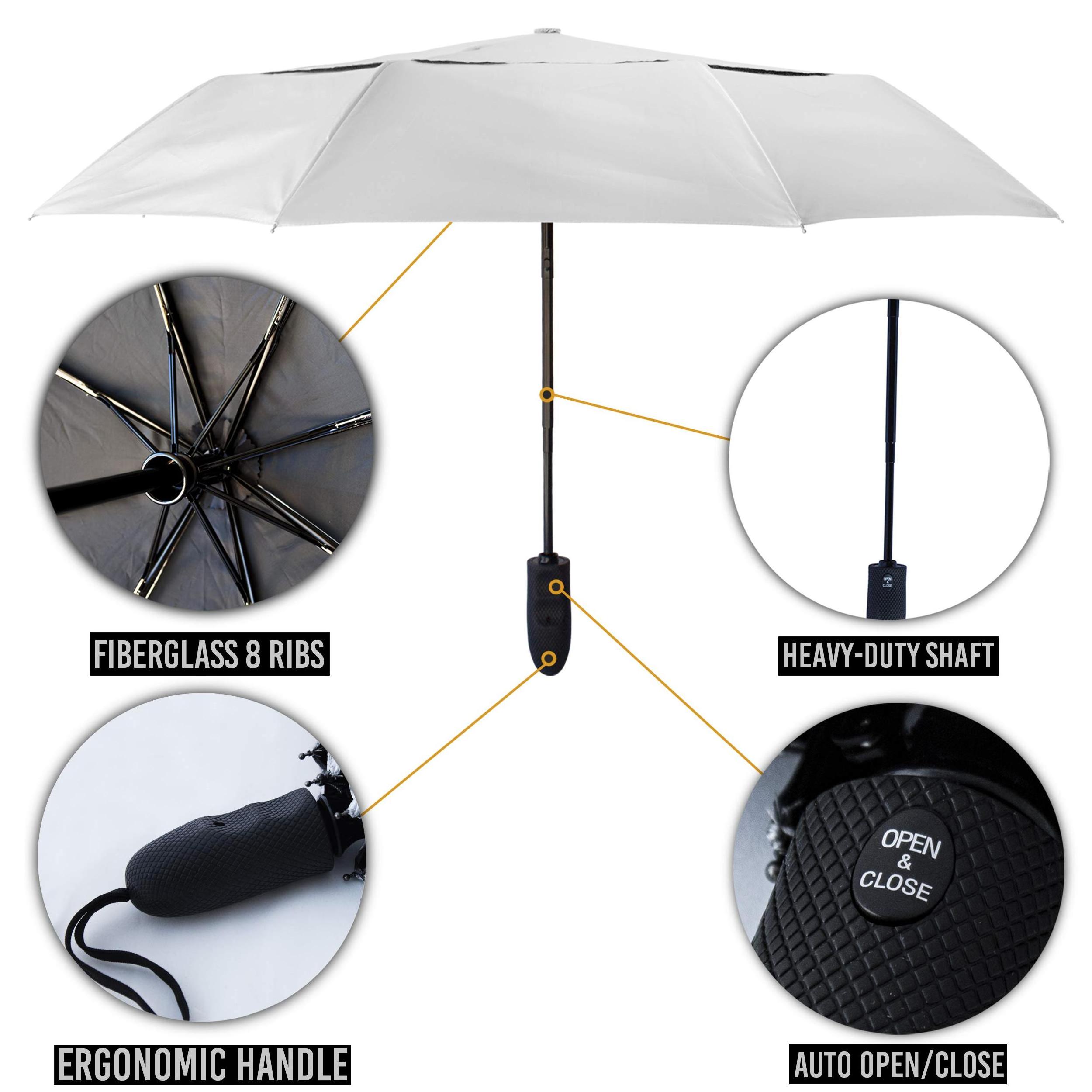 umbrella with logo UV Travel Sun Umbrella Lightweight UPF 50 Auto Open Close Compact Silver Vent Wind Resistant Travel Friendly