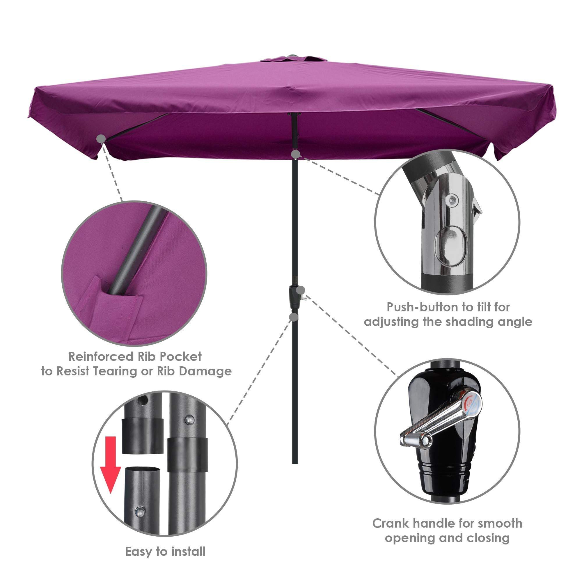 Umbrella manufacturer  Rectangle Outdoor Patio Umbrella Rectangular Table Umbrella Tilt with Crank Fade-Resistant for outdoor