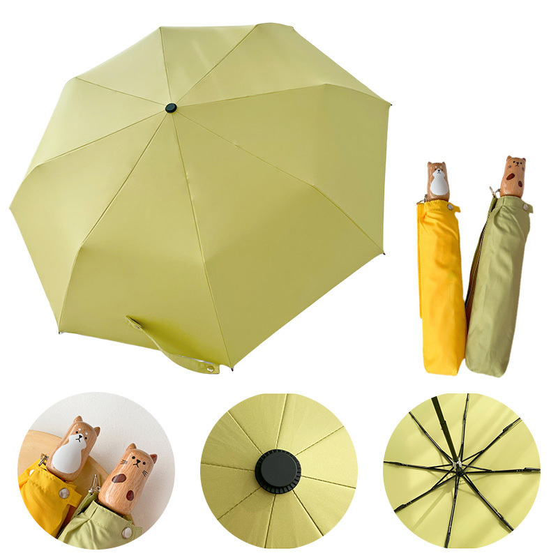 faction Umbrella wood handle Japanese simple Uv protection and wind protection umbrella with logo women's reinforced umbrella